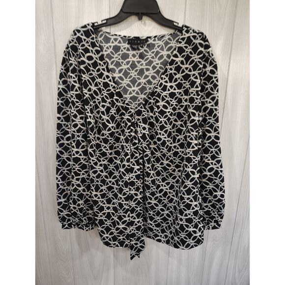 Ninety Black And Gray Swirl Blouse Size 2X Retro Office Church Comfort Plus - Picture 1 of 7